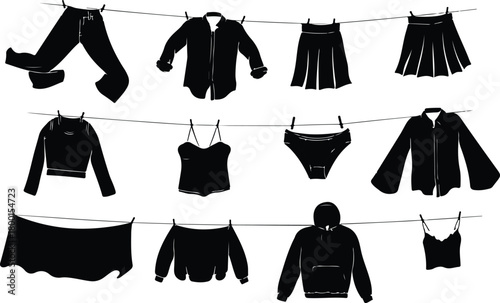Hang Out Clothes Icon Set Clothes Drying Icon Pack