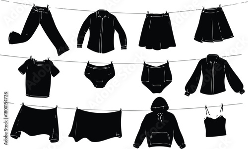 Hang Out Clothes Icon Set Clothes Drying Icon Pack
