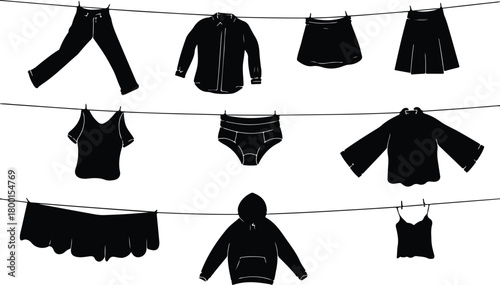 Hang Out Clothes Icon Set Clothes Drying Icon Pack