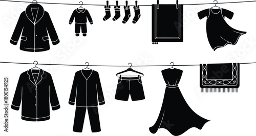 Hang Out Clothes Icon Set Clothes Drying Icon Pack