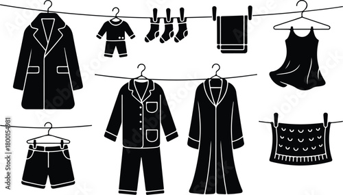 Hang Out Clothes Icon Set Clothes Drying Icon Pack