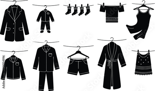 Hang Out Clothes Icon Set Clothes Drying Icon Pack