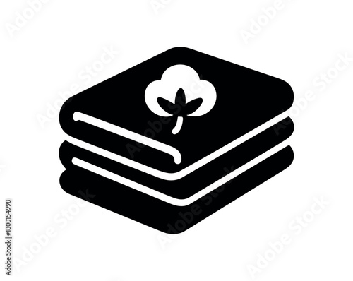 cotton towel stack flat black solid vector illustration isolated on white background