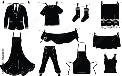 Hang Out Clothes Icon Set Clothes Drying Icon Pack