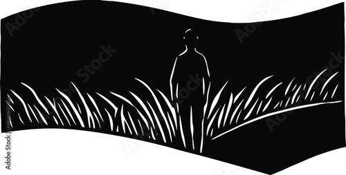 Open Field Grass Strip Silhouette | Open Field Grass Line
