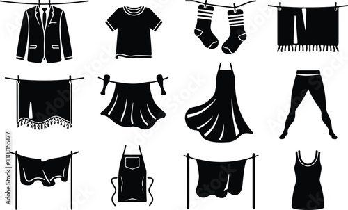 Hang Out Clothes Icon Set Clothes Drying Icon Pack