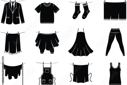 Hang Out Clothes Icon Set Clothes Drying Icon Pack