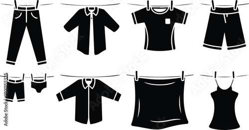 Hang Out Clothes Icon Set Clothes Drying Icon Pack