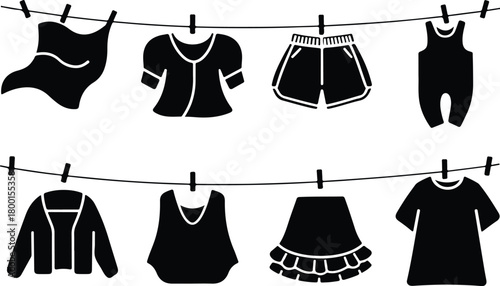 Hang Out Clothes Icon Set Clothes Drying Icon Pack
