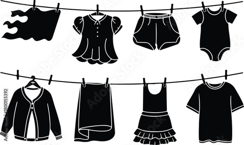 Hang Out Clothes Icon Set Clothes Drying Icon Pack