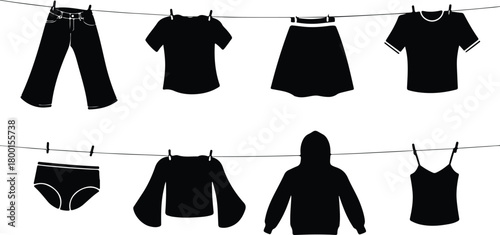 Hang Out Clothes Icon Set Clothes Drying Icon Pack