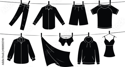 Hang Out Clothes Icon Set Clothes Drying Icon Pack