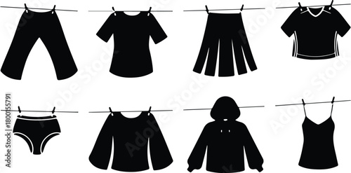 Hang Out Clothes Icon Set Clothes Drying Icon Pack