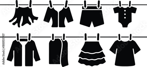 Hang Out Clothes Icon Set Clothes Drying Icon Pack