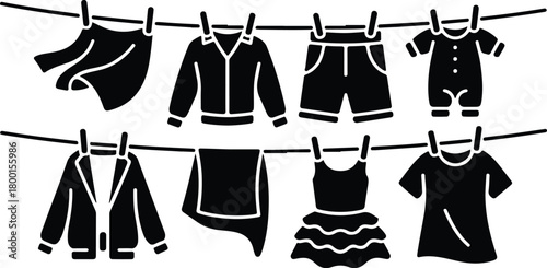 Hang Out Clothes Icon Set Clothes Drying Icon Pack