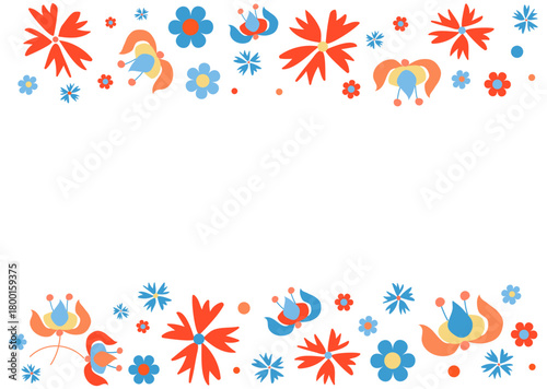 Floral frame. Banner with space for text. Abstract flowers, vector illustration. Isolated background.