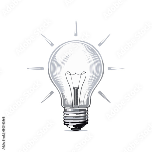 Hand drawn glowing light bulb illustration symbolizing bright ideas creativity and innovation