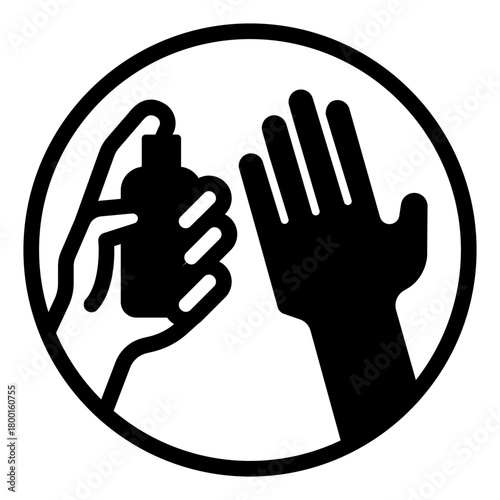 Hand and jar of antiseptic solid icon, washing hands concept. Vector graphics. Antiseptic bottle in hand sign on white background, style icon mobile or web design.