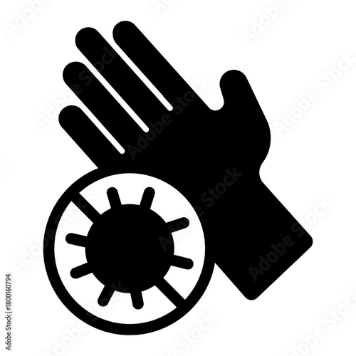 Clean hand solid icon, hand washing concept. Vector graphics. Palm and no bacteria badge sign on white background, style icon mobile or web design.