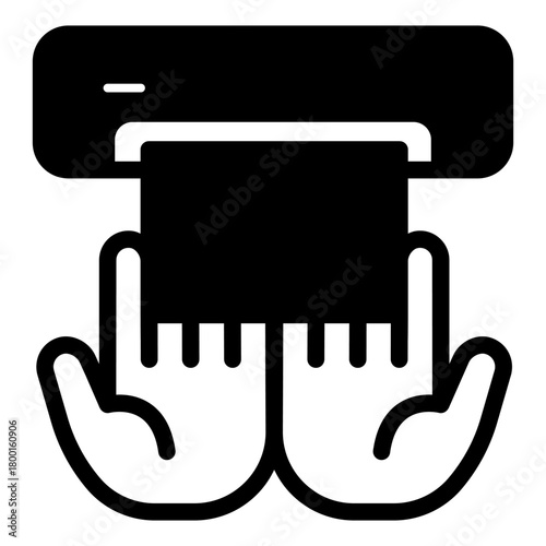 Napkin and two hands solid icon, hygiene concept. Vector graphics. Clean hands sign on white background, style icon mobile or web design.