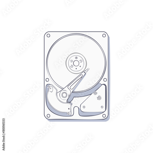 Hard Disk Drive Inner Works Data Computing Storage System Component Illustration