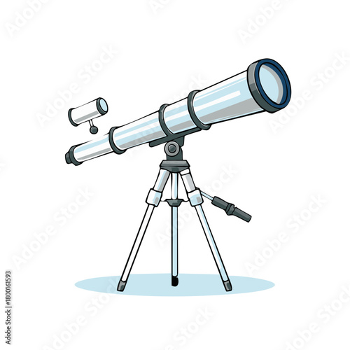 Illustration of a telescopic instrument on a tripod for stargazing and observation