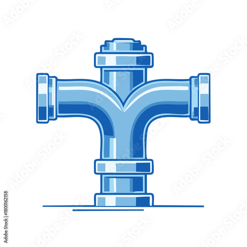 Blue Plumbing Pipe Fitting with Branching Connections