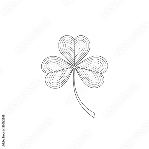 Stylized Shamrock Outline Drawing with Delicate Lines and Gentle Curves