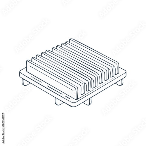 Hand-drawn illustration of a metal bread slicer with parallel wires