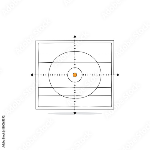 Hand drawn target icon with crosshairs and central bullseye for accuracy and goal setting