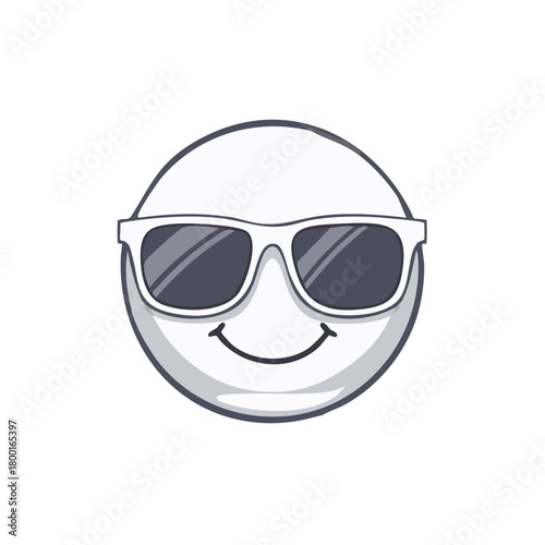 Cool smiley face wearing sunglasses and smiling happily, simple vector illustration