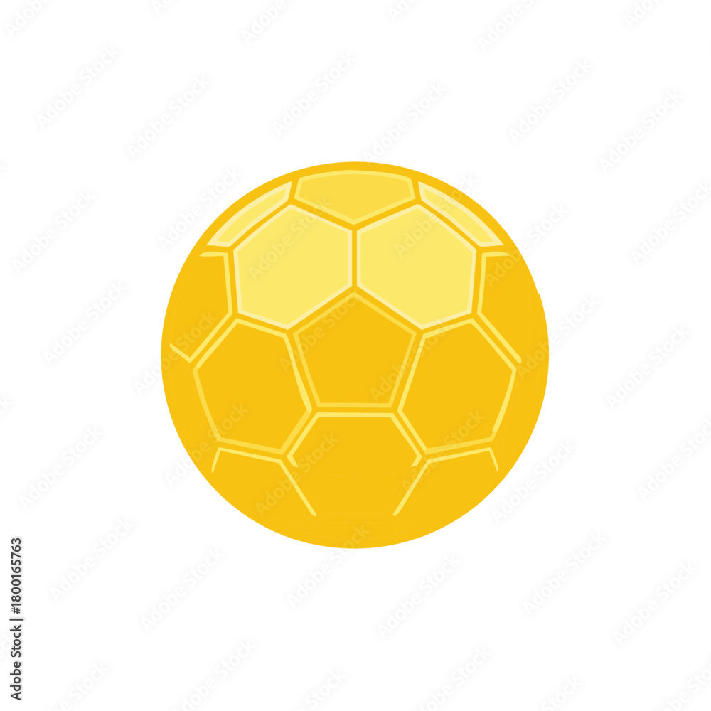 Fototapeta premium Isolated golden soccer ball illustration featuring hexagonal and pentagonal patterns