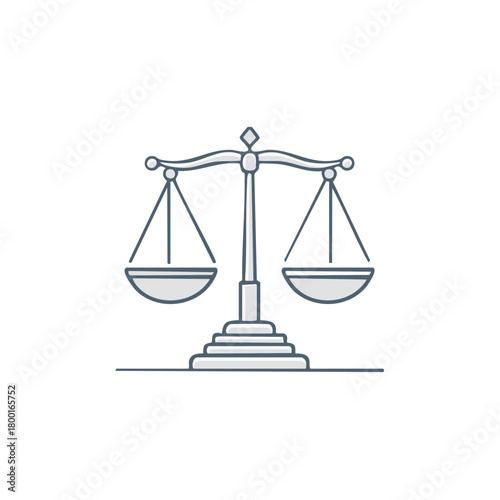 Isolated balance scale illustration Justice Law Symbol Court system measurement tool