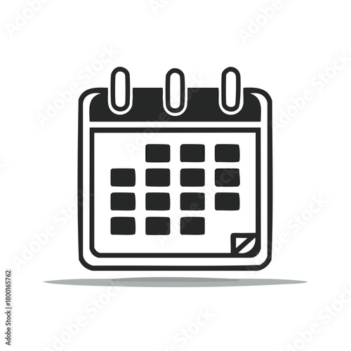 Stylized black and white icon of a desk calendar with a torn corner page