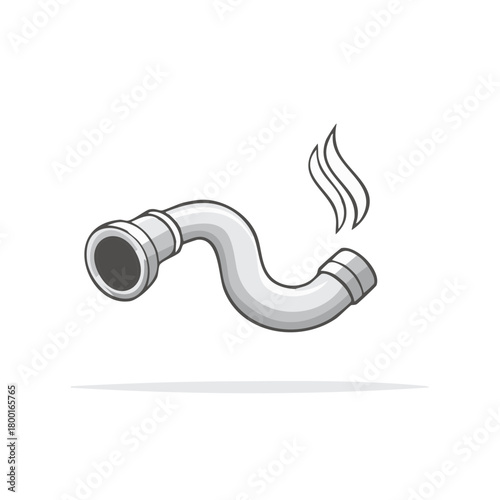 Broken plumbing pipe leaking steam vapor cartoon vector illustration