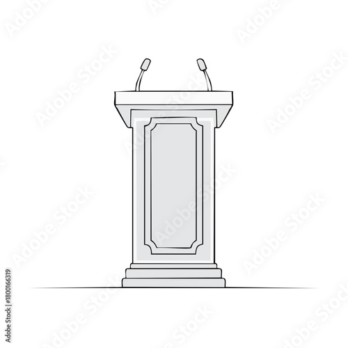 Lectern with two microphones ready for presentation or speech