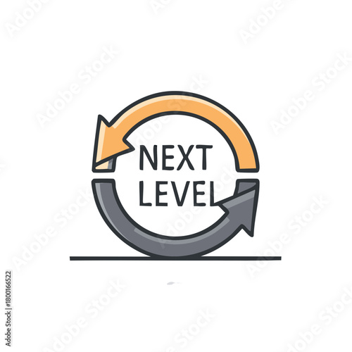 Next Level Vector Illustration, Progress Graphic, Arrow Cycle Symbol