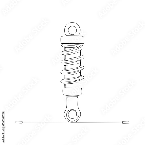 Shock absorber diagram for vehicle suspension. Technical illustration.