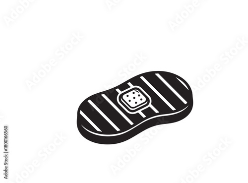 Beef Steak Grill Icon, Black and White Food Vector