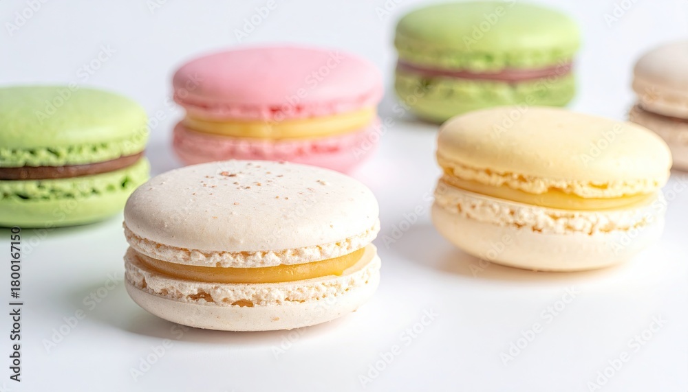 Fototapeta premium Colorful macaroons isolated on white background