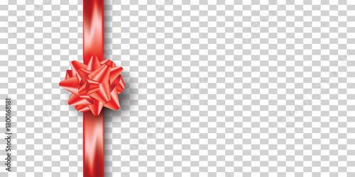 Vibrant red gift bow and ribbon for festive decoration vector