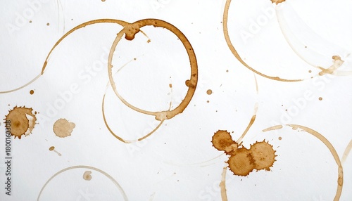 Coffee stains from a mug on a white background