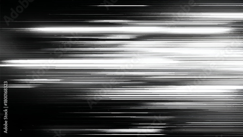 Monochrome abstract with horizontal lines conveying movement and digital design aesthetic