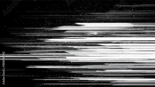 Abstract Black and White Background with Horizontal Lines and Small Particles