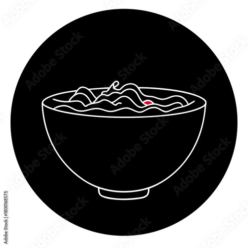 Bowl of noodles on black