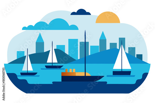 Boats sailing in harbor