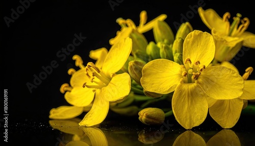 Yellow iris flower on a black background