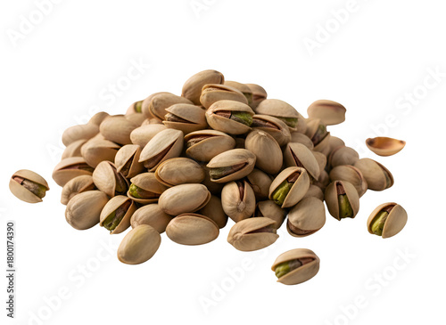 Pistachio Nuts Pile on White Background - Healthy Snack Food Grouping on white background Isolated on Transparent Background