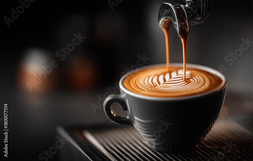 Freshly Brewed Coffee With Beautiful Latte Art in a Cozy Cafe Setting
