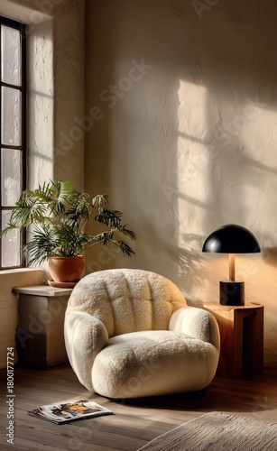Comfortable Seating Area in a Sunlit Room With Modern Decor and Natural Elements